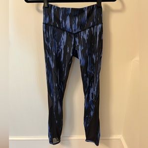 Lululemon Blue Black Mesh Leggings